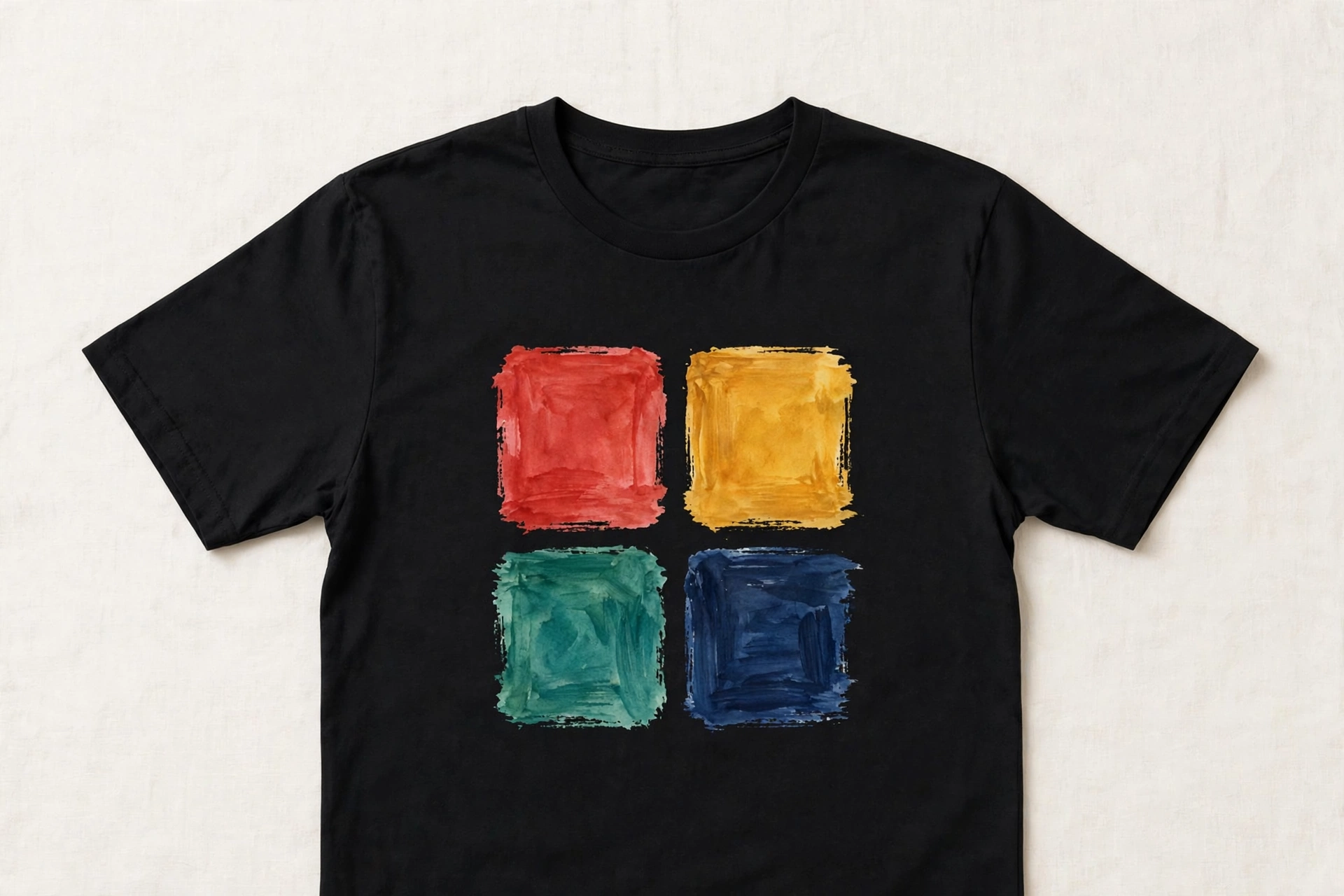 Rolling History T-shirt mockup with the four-color Harlequin graphic