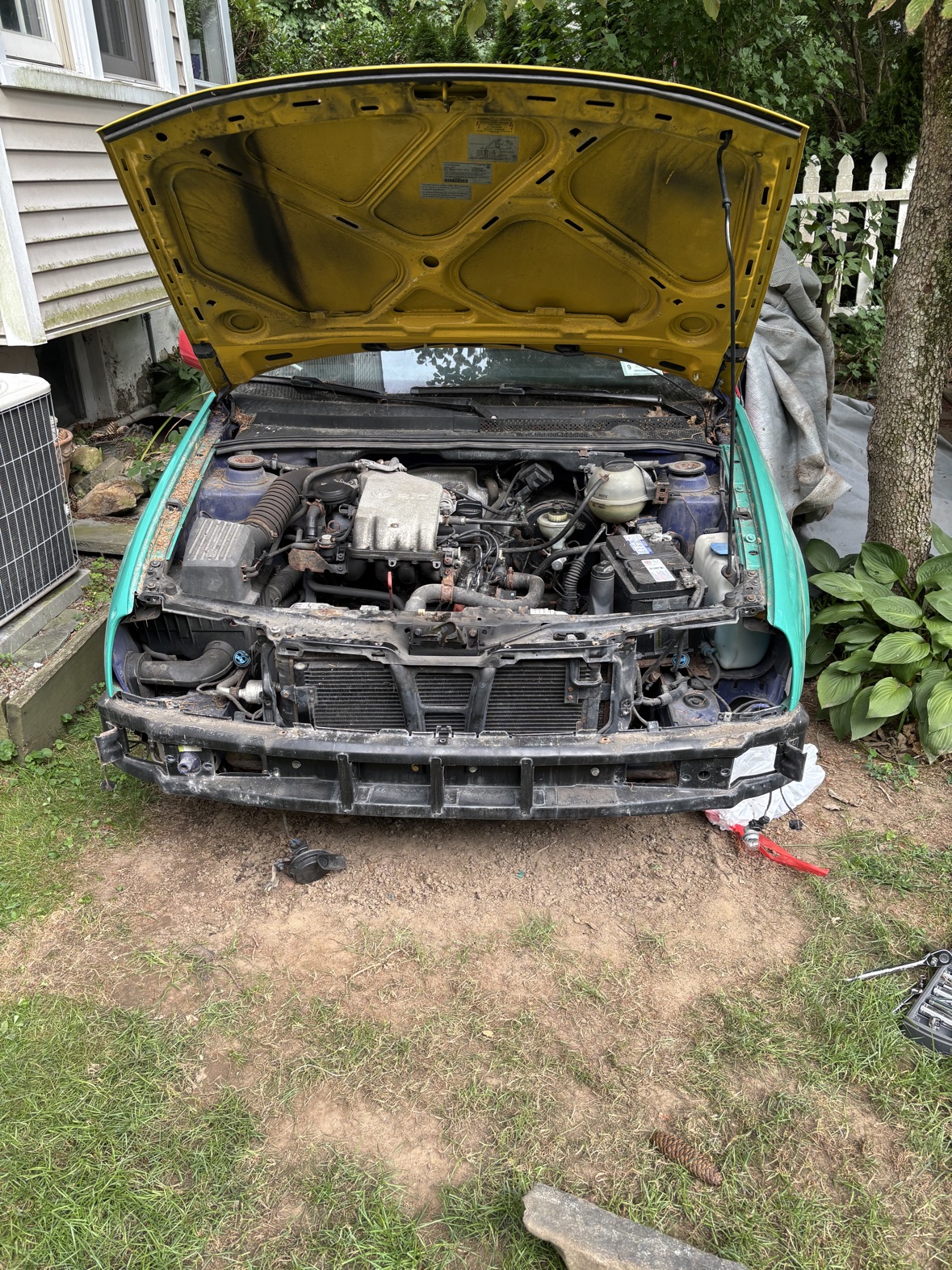 Front clip removed from the Harlequin during engine work