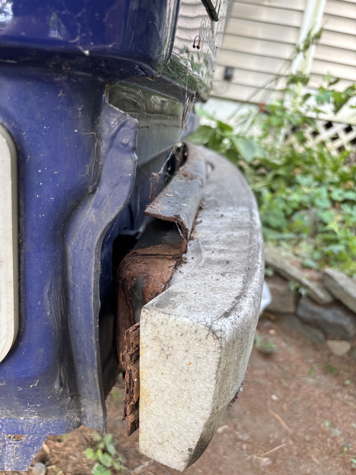 Corrosion around a rear bumper mounting point
